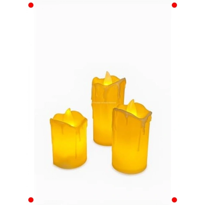 3lü LED Dekoratif Elektronik Mum Seti - Farklı Boylar