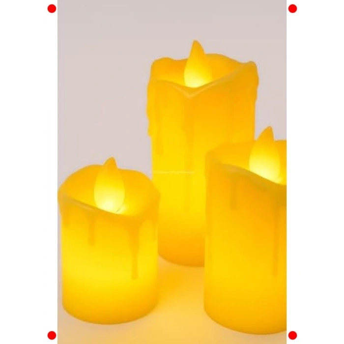 3lü LED Dekoratif Elektronik Mum Seti - Farklı Boylar
