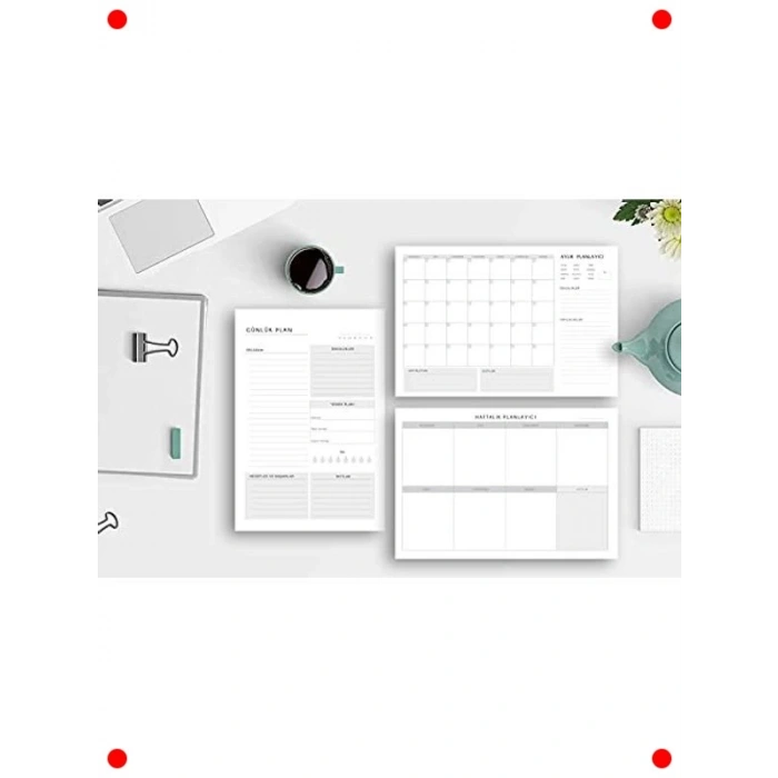 3lü Masaüstü Planlayıcı Seti: Günlük, Haftalık, Aylık