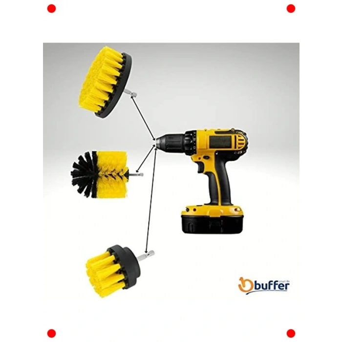 3lü Matkap Ucu Temizleme Fırçası Seti (Banyo/Araba)