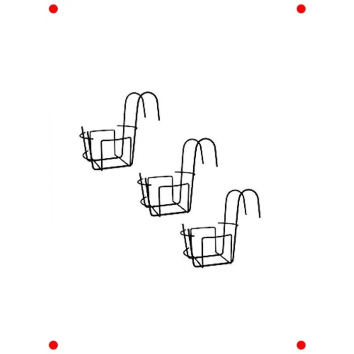 3lü Metal Yuvarlak Balkon Askılı Saksı Seti