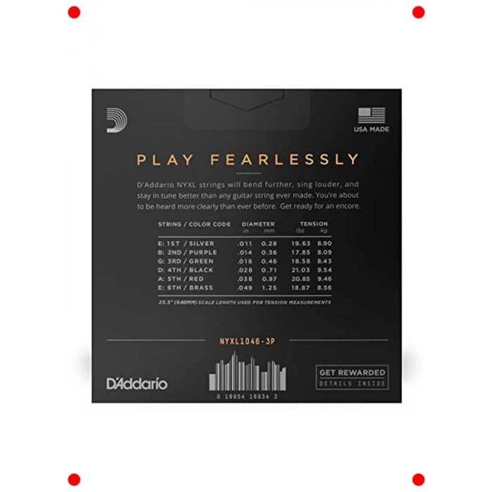 3lü Paket Elektro Gitar Teli Seti, Regular Light