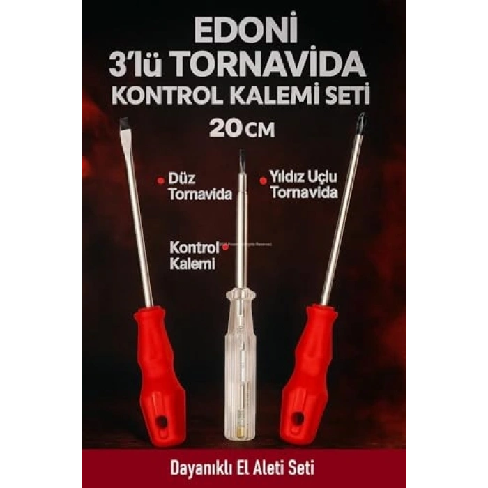 3lü Tornavida Kontrol Seti, 20 cm Uzunluk