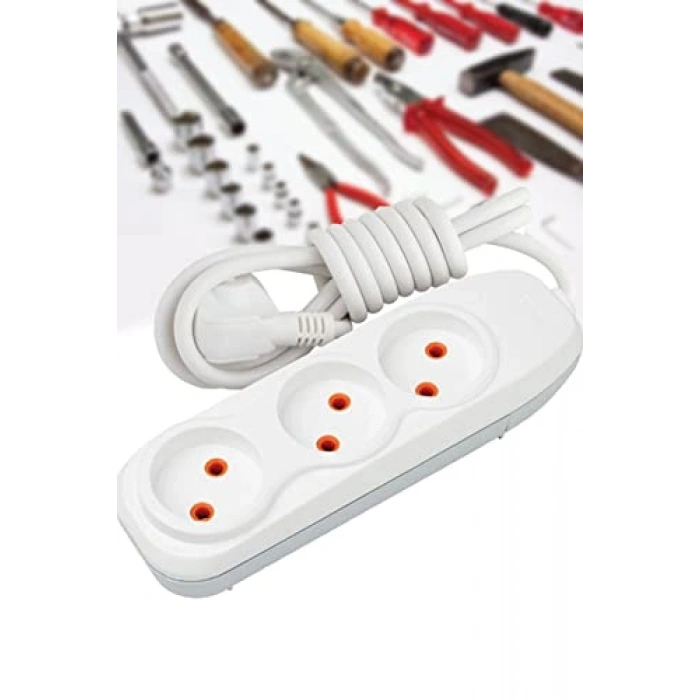 3lü Uzatma Kablolu Grup Priz, Topraklı 5 Metre