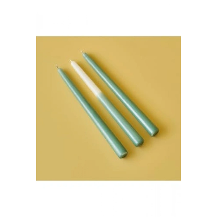 3lü Yeşil Mum Şamdan, 25x2 cm Ölçüsünde Şık Tasarım