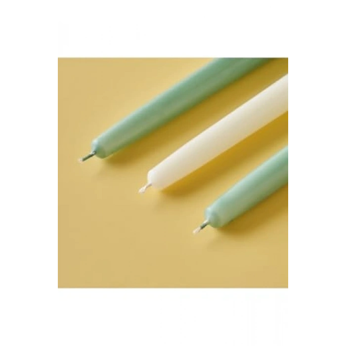 3lü Yeşil Mum Şamdan, 25x2 cm Ölçüsünde Şık Tasarım