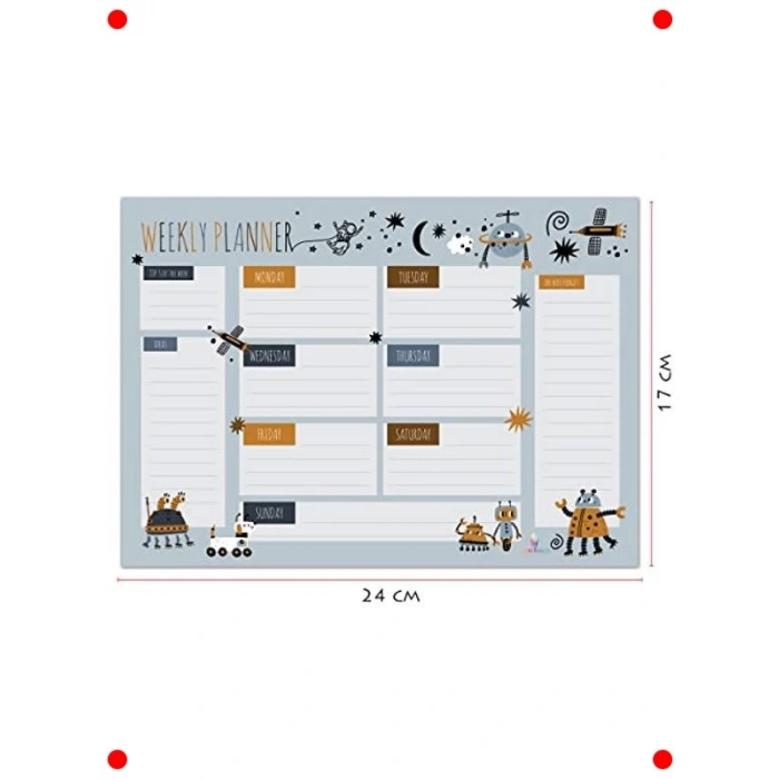 3 Parça Tarihsiz Masaüstü Planlayıcı Set - Bilim Temalı