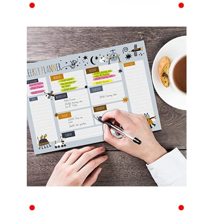 3 Parça Tarihsiz Masaüstü Planlayıcı Set - Bilim Temalı