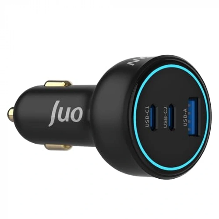 3 Portlu Araç Şarj Aleti, Hızlı Şarj Özellikli Type-C ve USB-A
