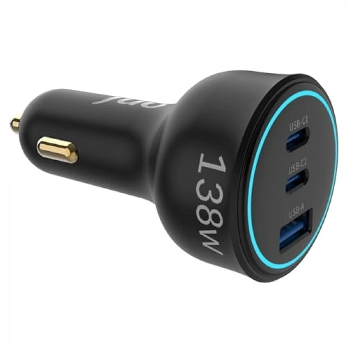 3 Portlu Araç Şarj Aleti, Hızlı Şarj Özellikli Type-C ve USB-A