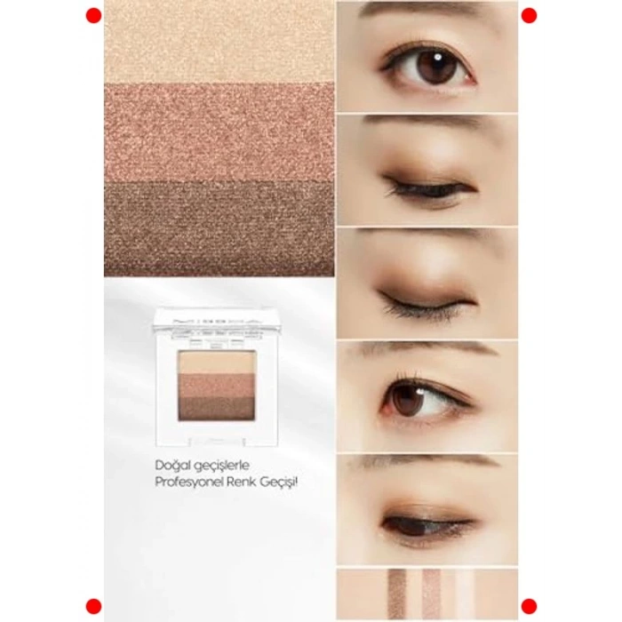 3 Renkli Dökülme Yapmayan Göz Farı Paleti No.3