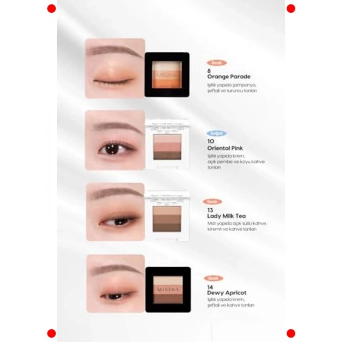 3 Renkli Dökülme Yapmayan Göz Farı Paleti No.3