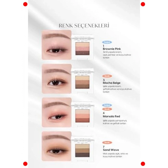3 Renkli Göz Farı Paleti - Dökülme Yapmaz (Kum Dalga)