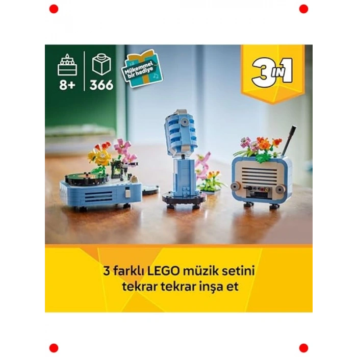 3ü 1 Arada Müzik Temalı Yapım Seti - Pikap & Daha Fazlası