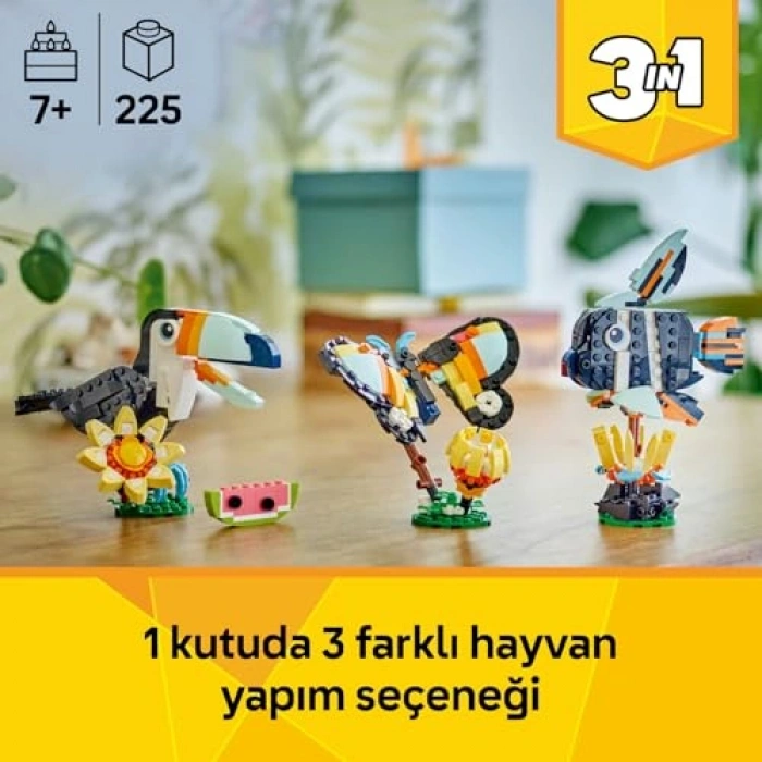 3ü 1 Arada Tropikal Hayvanlar Yapım Seti, 7 Yaş ve Üzeri için