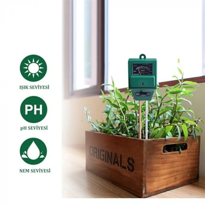 3ü Bir Arada Toprak Nem, pH ve Işık Ölçer - Bitki Bakımında Pratik
