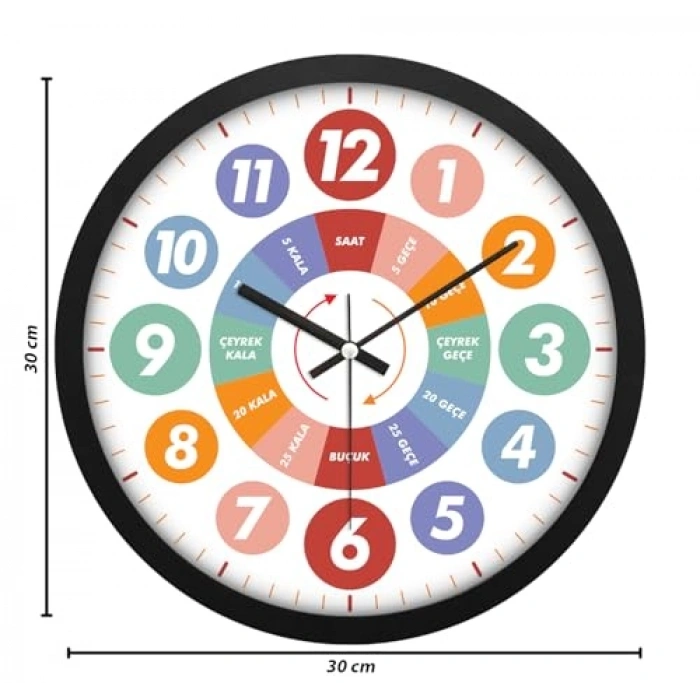 30 cm Eğitici Duvar Saati, Sezsiz Mekanizma