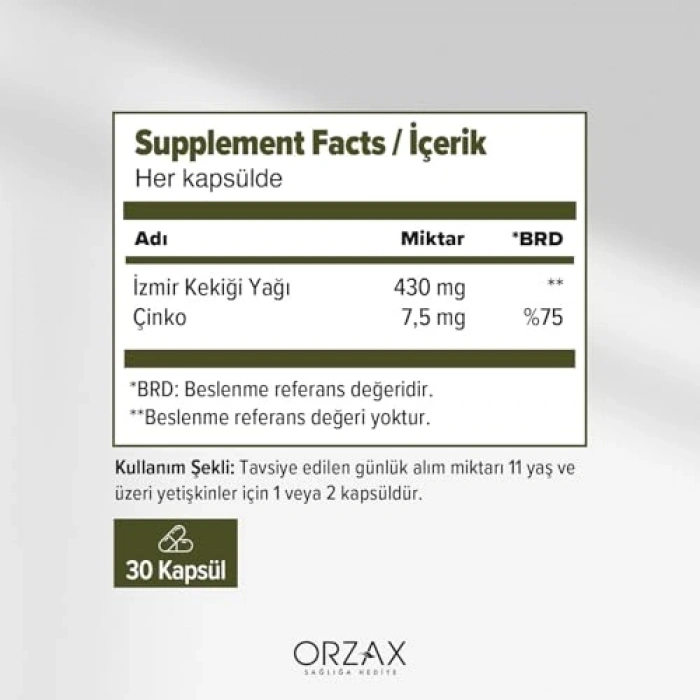 30 Kapsül Oreno Yağı, Doğal Besin Takviyesi