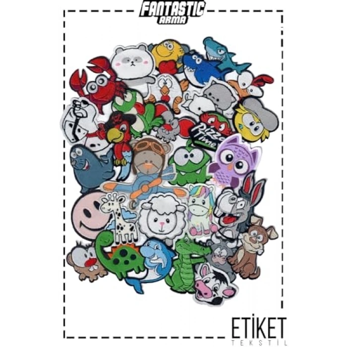 30lu Ütüyle Yapışan Dokuma Patch Seti, Sevimli Hayvan Figürlü