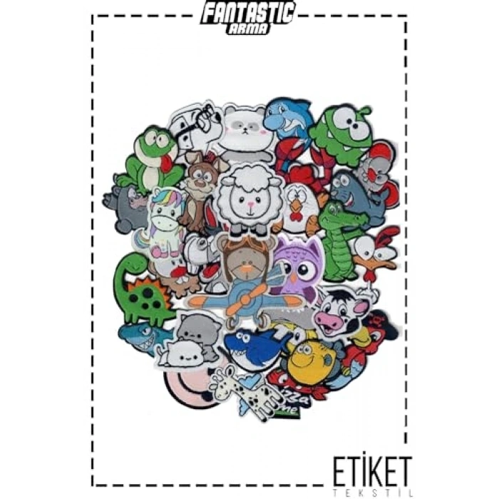 30lu Ütüyle Yapışan Dokuma Patch Seti, Sevimli Hayvan Figürlü