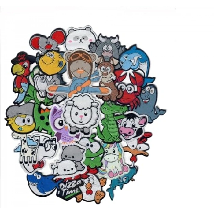 30lu Ütüyle Yapışan Dokuma Patch Seti, Sevimli Hayvan Figürlü