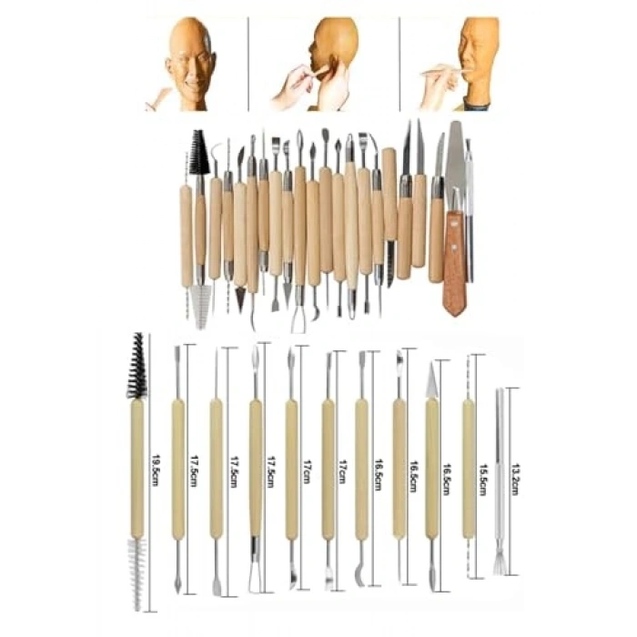 30 Parça Seramik Kil Yapım Seti, Heykel Çömlek için