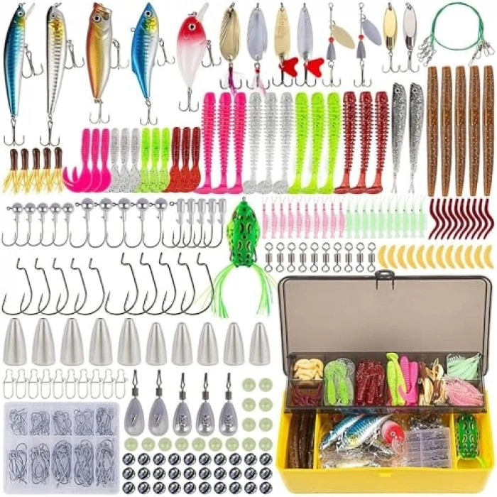 302 Parça Balıkçılık Seti: Silikon Yem, Olta İğneleri ve Aksesuarlar