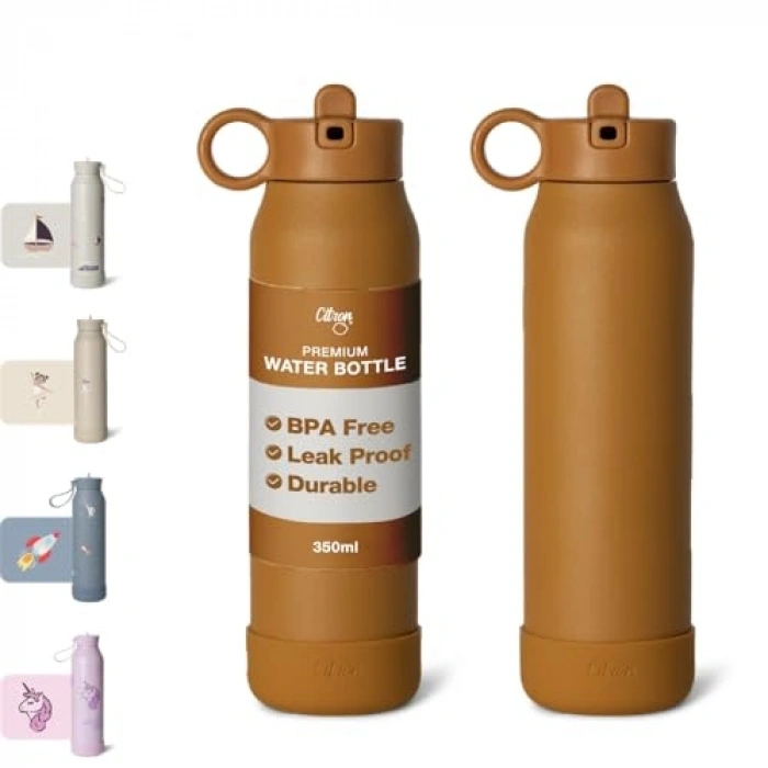 350 ml Kapasiteli 3 Katmanlı Paslanmaz Çelik Termos Seti - Caramel Renk