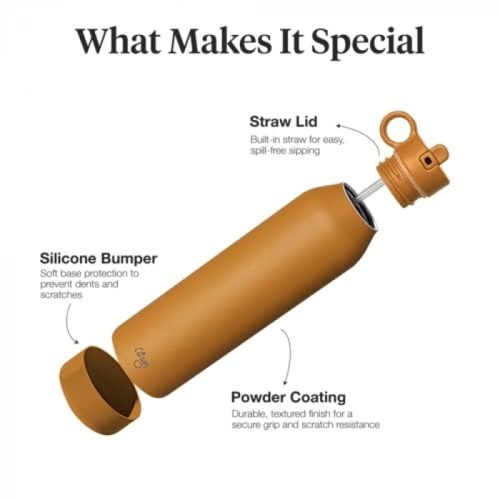 350 ml Kapasiteli 3 Katmanlı Paslanmaz Çelik Termos Seti - Caramel Renk