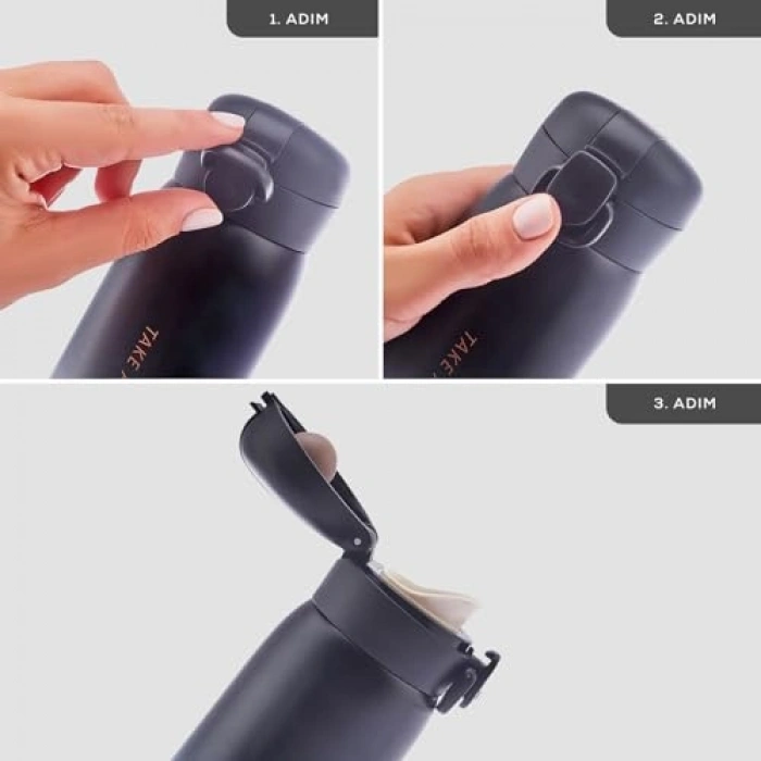 350 ml kapasiteli sızdırmaz çelik termos, modern görünüm, pratik taşınabilirlik
