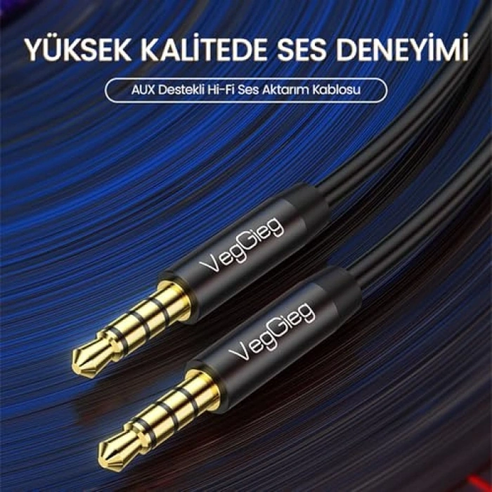 3.5mm Jack TRRS Hi-Fi AUX krofon ve Ses Kablosu 5 Metre