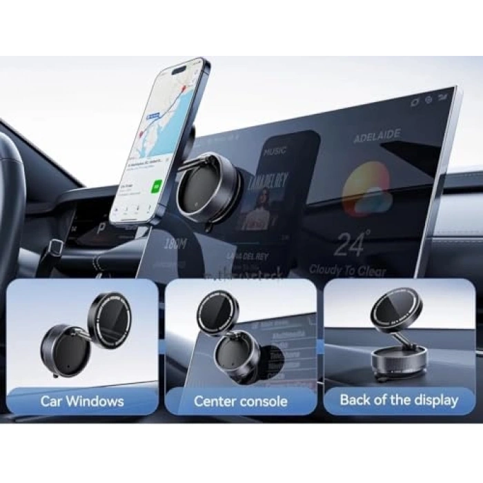 360 Derece Dönebilen Katlanabilir Araç Telefon Tutucu, Güçlü Vakum