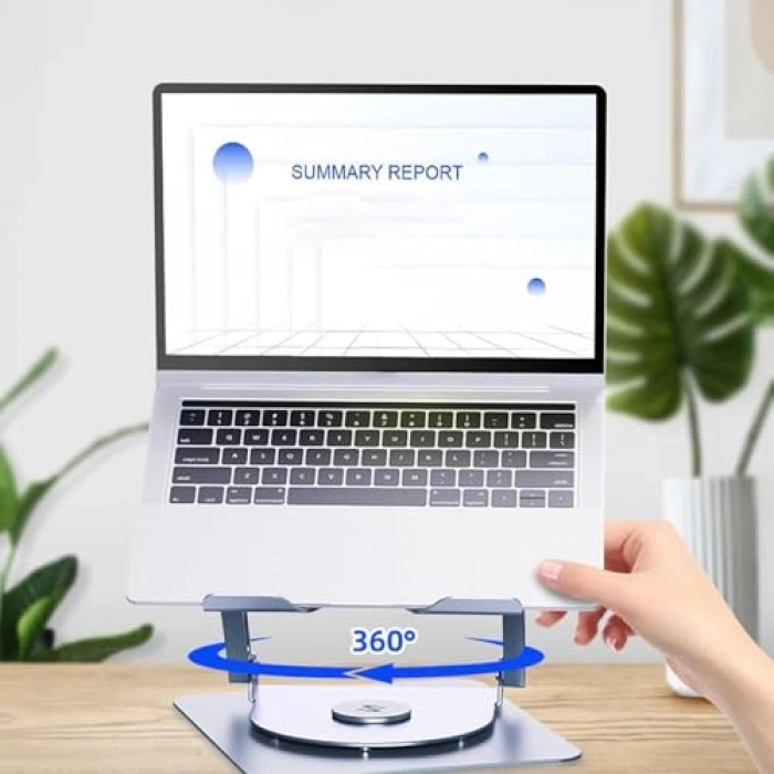 360 Derece Dönebilen Katlanabilir Laptop Standı, Koyu Gri