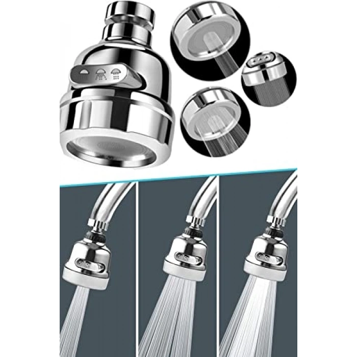 360 Derece Dönen Krom Mutfak Lavabo Başlığı, Tasarruflu