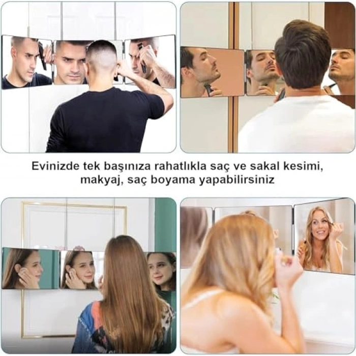 360 Derece Kişisel Saç Sakal Aynası, Katlanabilir ve Pratik