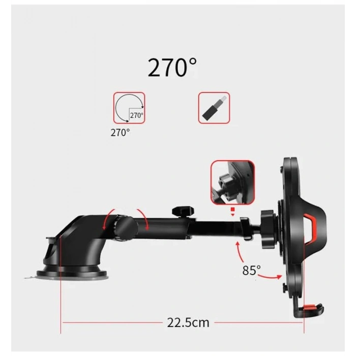 360° Dönebilen Vantuzlu Araç İçi Telefon Tutucu