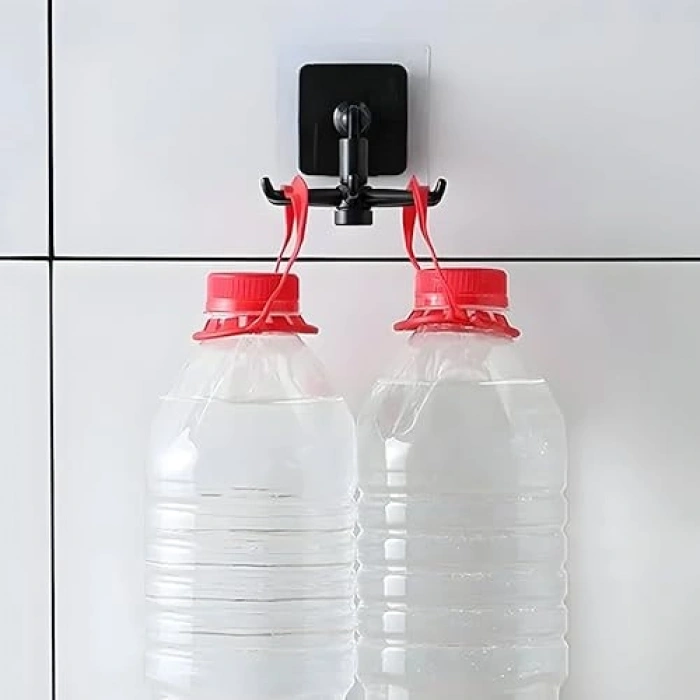 360° Döner 6 Kancalı Yapıştırmalı Askılık, Mutfak ve Banyo İçin