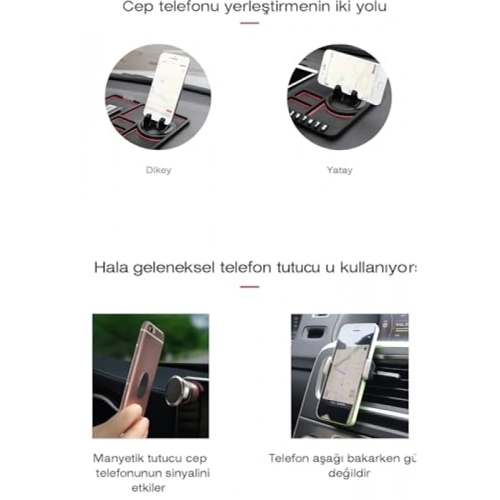 360° Döner Araç İçi Telefon Tutucu, Vakumlu Taban
