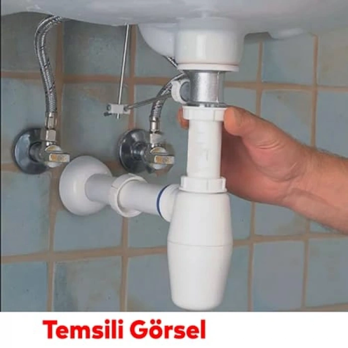 38 cm Süzgeçli Körüklü Sökülebilir Lavabo Taşı Gider Borusu