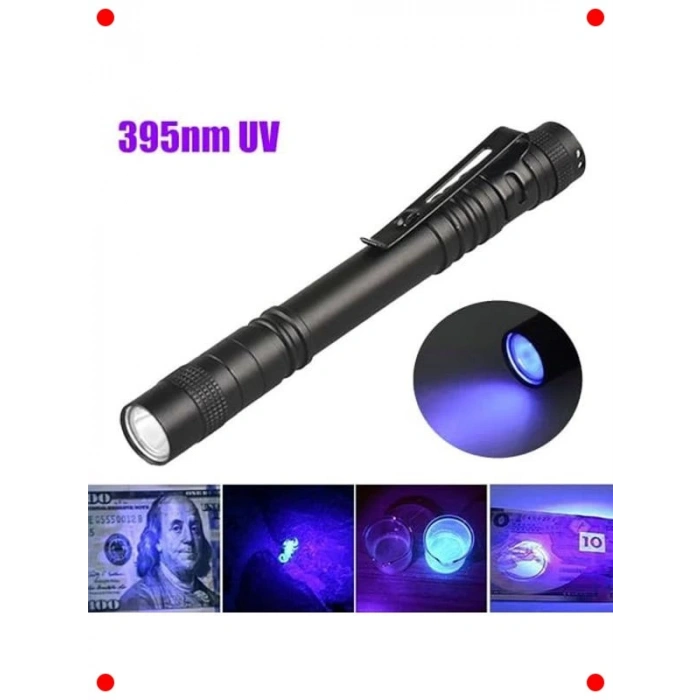 395nm UV Ultraviyole Kalem El Feneri Klipsli
