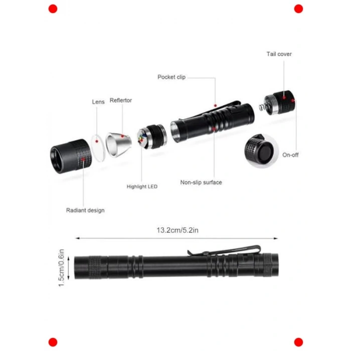 395nm UV Ultraviyole Kalem El Feneri Klipsli