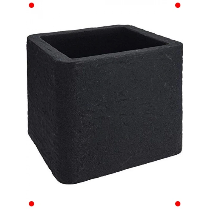 39cm Kare Siyah Taş Etkili Çift Duvar Saksı