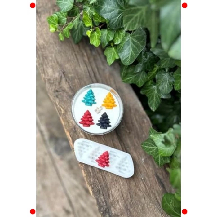 3D Çam Ağacı Mum Kalıbı Seti - Silikon