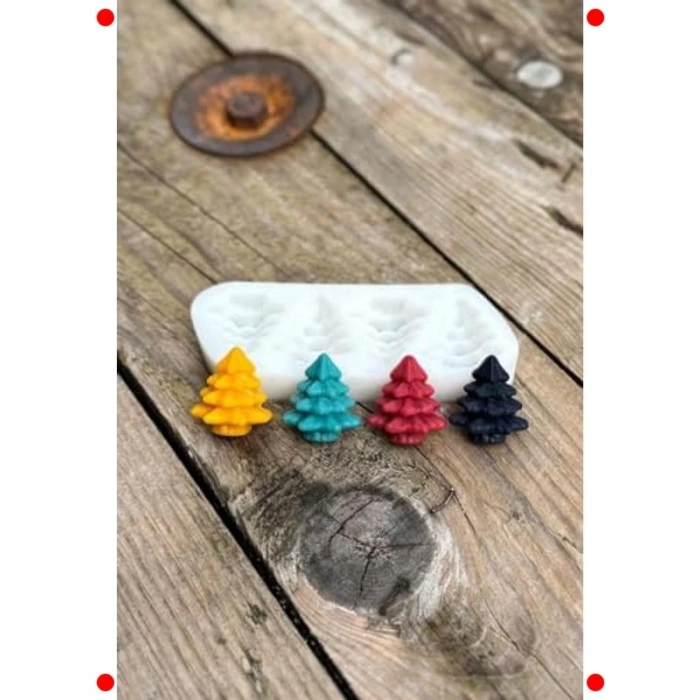 3D Çam Ağacı Mum Kalıbı Seti - Silikon