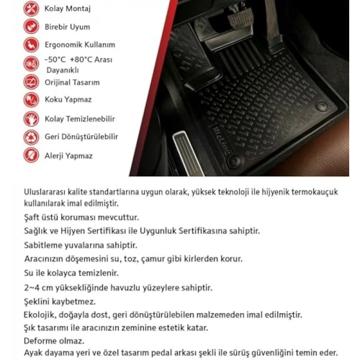 3D Havuzlu Paspas - Honda Accord Uyumlu