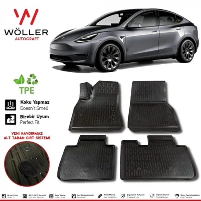 3D Havuzlu Paspas, Tesla Model Y 2019 Sonrası Uyumlu