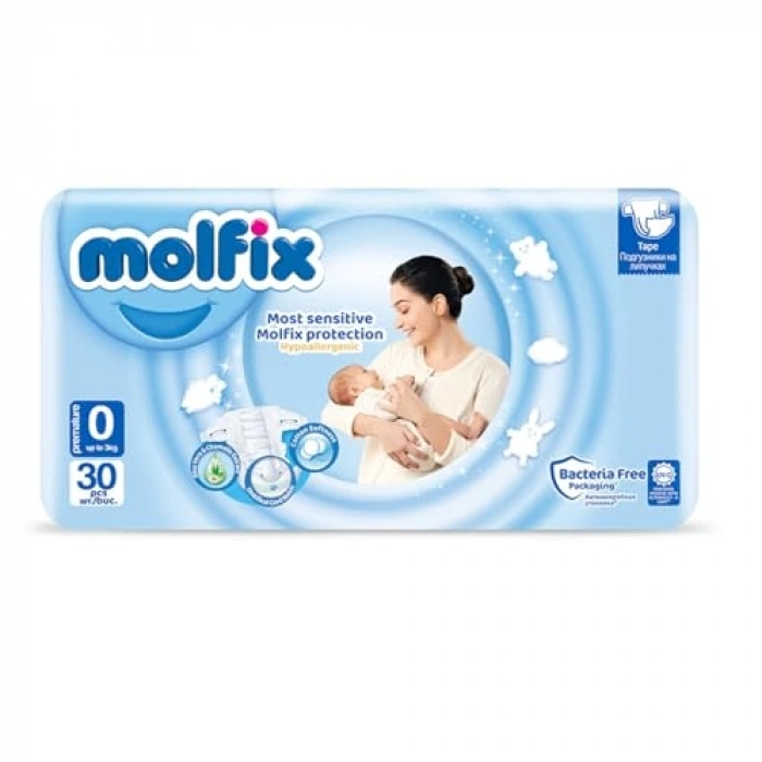 3D Prematüre Bebek Bezi, 30 Adet, Yüksek Konfor