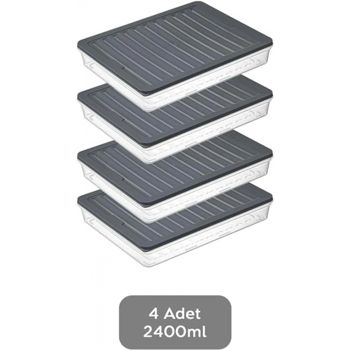 4 Adet Buzdolabı Düzenleyici, Şeffaf Saklama Kabı
