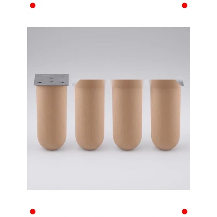 4 Adet Doğal Ahşap  Ayağı | 20 cm, Silindir Set