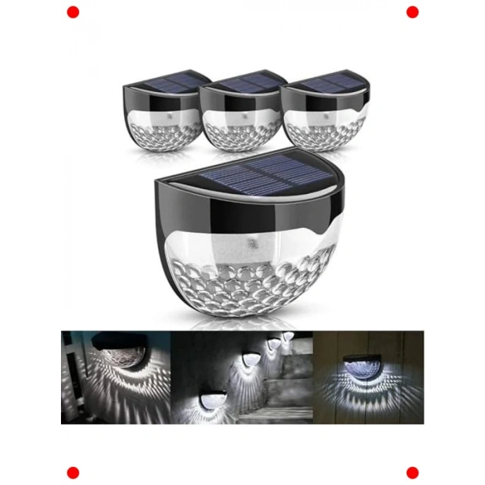 4 Adet Güneş Enerjili Duvar ve Çit LED Aydınlatma